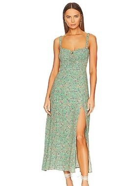 Astr Green Floral Maxi Dress with Thigh Slit